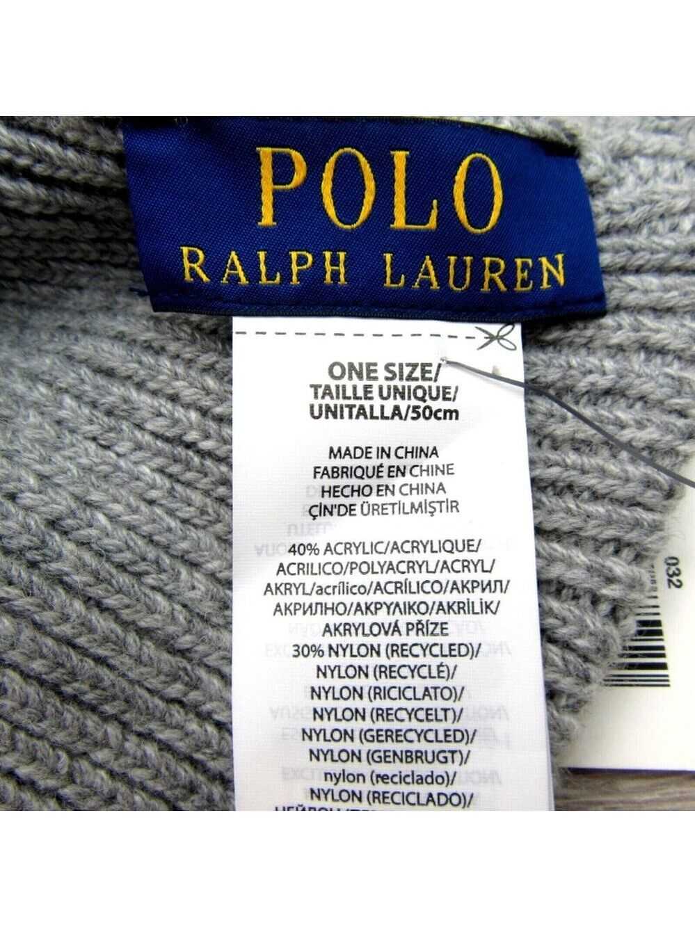 Polo Ralph Lauren RL Embroidered Bear Grey Beanie Cap One Size Fit NEW - Picture 8 of 10